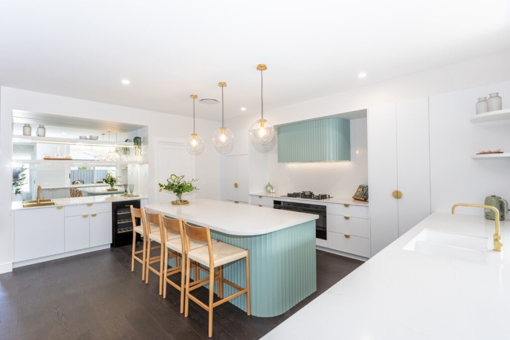 15 Inspiring Kitchen Colour Ideas to Transform Your Custom Kitchen 3 Light Teal Accents in This Custom Wyee Kitchen by Planit Kitchens